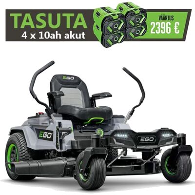 Nullpöörderaadiusega akumurutraktor kangidega EGO ZT4201E-L.  Murutraktoriga TASUTA kaasa 4x10 Ah akut!