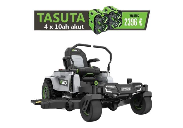 Nullpöörderaadiusega murutraktor kangidega EGO ZT5201E-L, kolm lõiketera, laadija komplektis (niidulaius 132 cm)